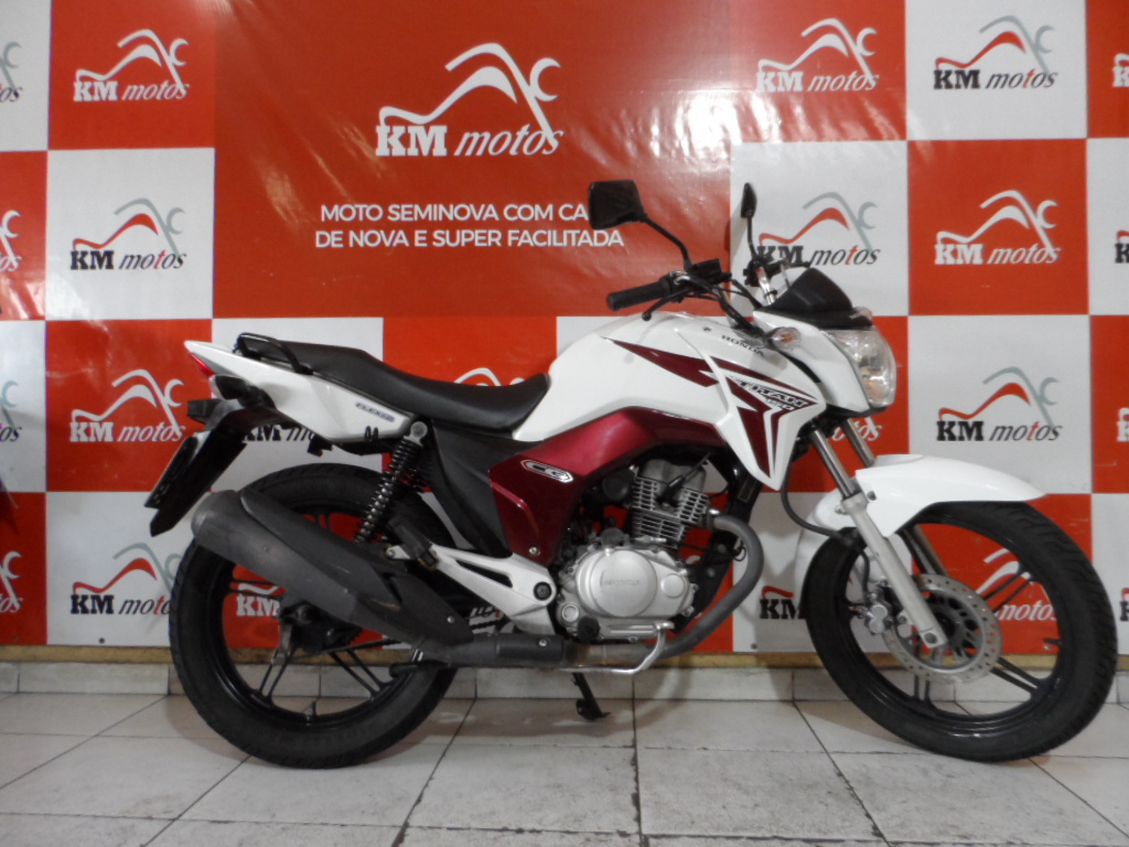 Honda Titan 150 Ex 2014 Branca | KM Motos | Sua Loja de Motos Semi Novas